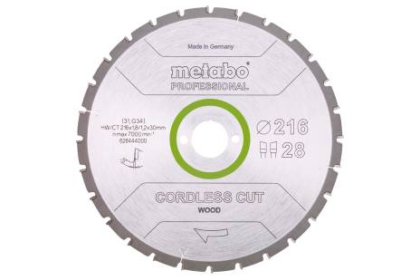 Sägeblatt "cordless cut wood - professional", 216x30 Z28 WZ 5°neg (628444000)